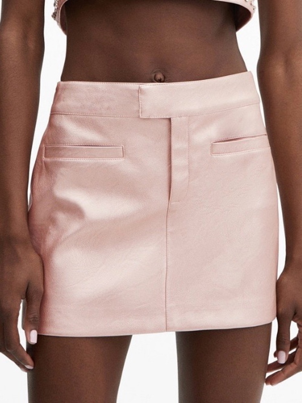 Mango Pink Metallic Mini Skirt